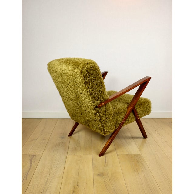 Vintage Olive Long Hair Loft Lounge Chair, 1970s For Sale - Image 6 of 12
