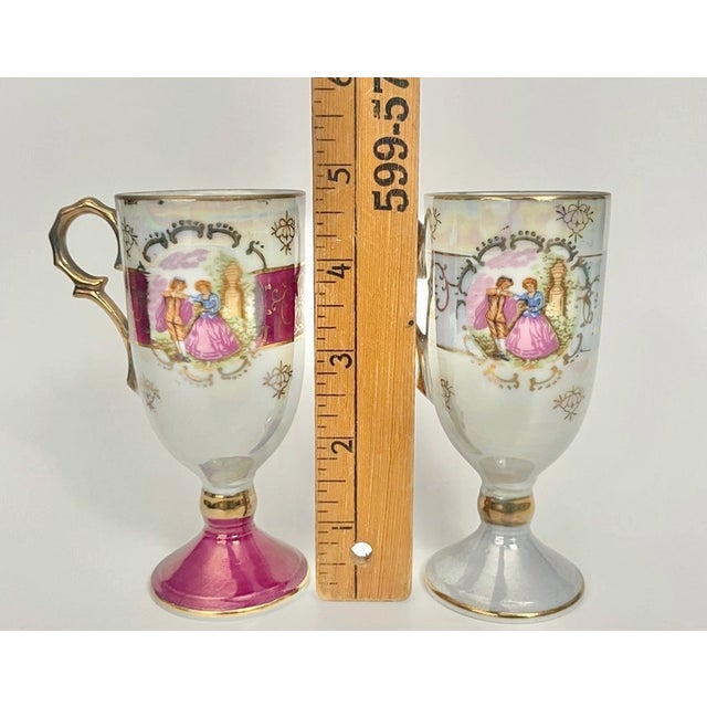 Ceramic Vintage Royal Vienna Demitasse Cups – Set of 2 - Iridescent Lusterware With Gold Trim - a Pair For Sale - Image 7 of 7
