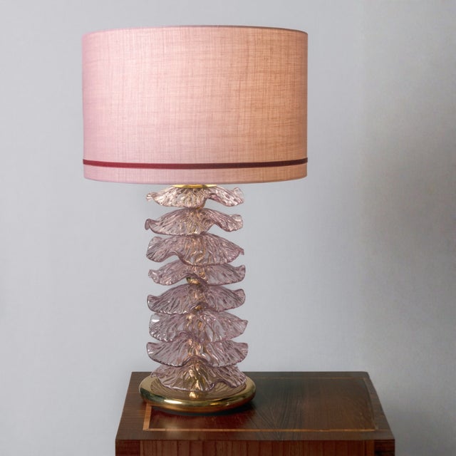 Pink Wavy Disc Table Lamps, 1980s, Set of 2 For Sale - Image 6 of 6