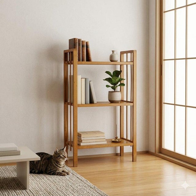 Elegant bookcase with beech wood uprights and poplar veneer. Good condition. This piece is attributed to the mentioned...