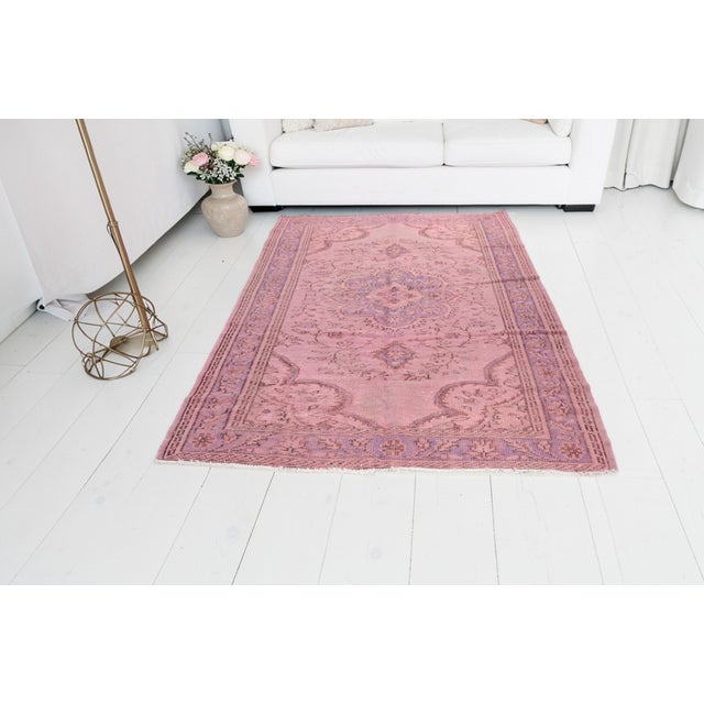 1960s Vintage Anatolian Pink Area Carpet For Sale - Image 5 of 10