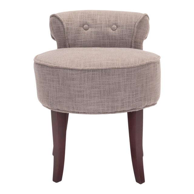 Vanity Stool in Stone & Cherry Mahogany For Sale