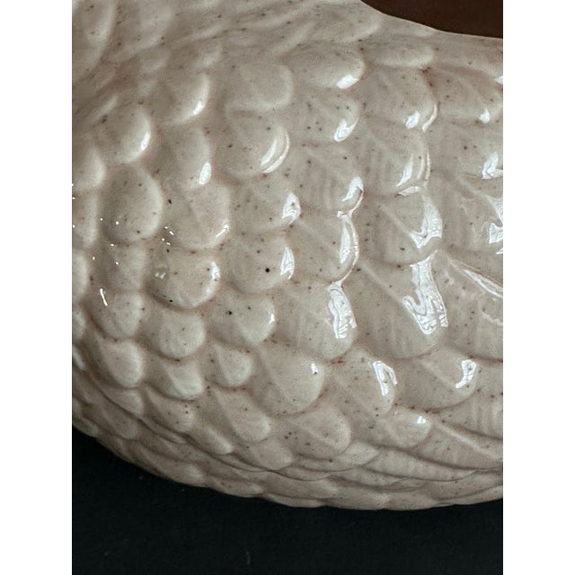 Mid 20th Century Vintage Mid 20th Century Speckled Pink Ceramic Chicken/Hen Planter For Sale - Image 5 of 12