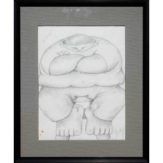Alberto Godoy Modern Black and White Abstract Figurative Pencil Drawing Study of a Seated Man, 21st Century For Sale