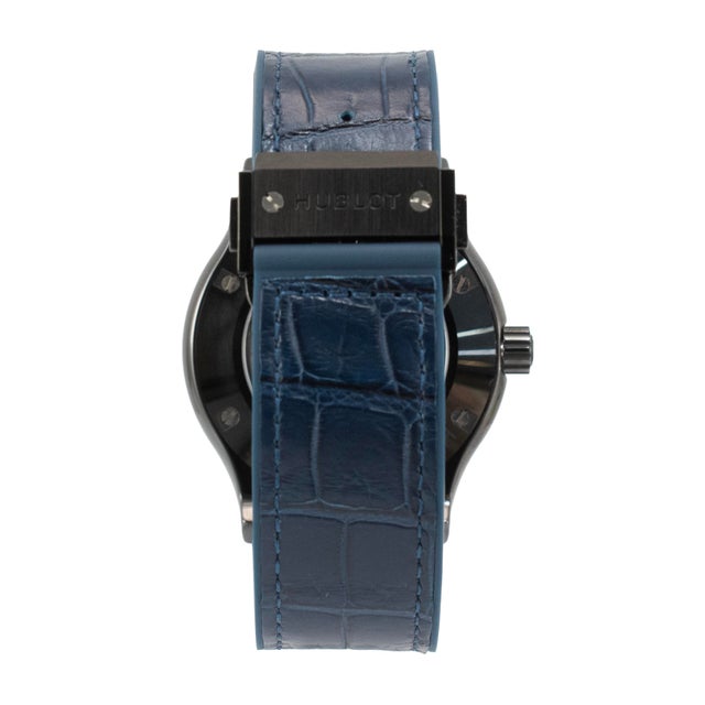 Ceramic Hublot Classic Fusion 45mm 511.cm.7170.rx Titanium Blue Dial Black Ceramic Watch For Sale - Image 7 of 11