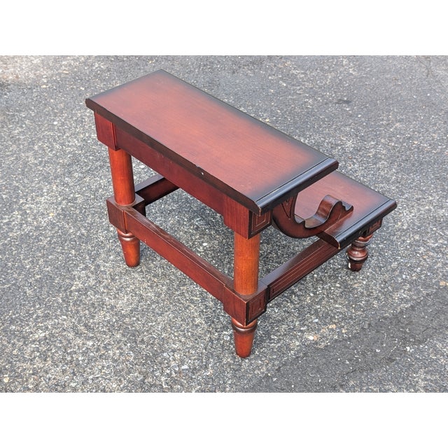 Traditional Vintage Traditional Mahogany-Finished Hardwood Two-Step Library Stool For Sale - Image 3 of 8