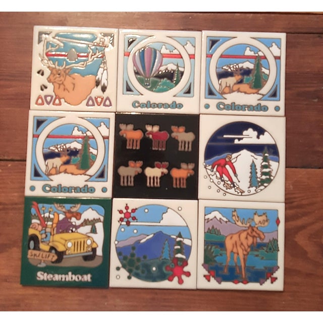 American Colorado Hot Air Balloon Glazed Tile Trivet Coaster For Sale - Image 3 of 3