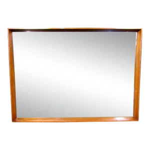 Mid-Century Modern Beveled Wooden Mirror