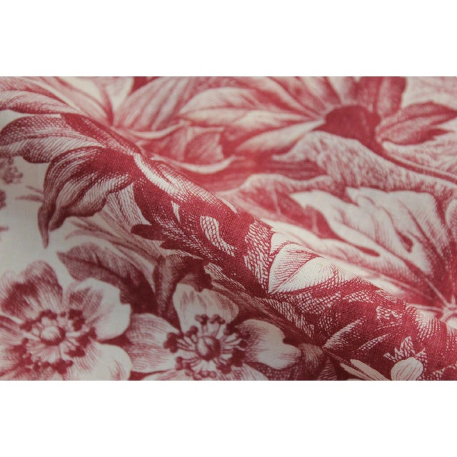 Toile Fabric Antique French Castle Raspberry Red Floral Material 19th ...