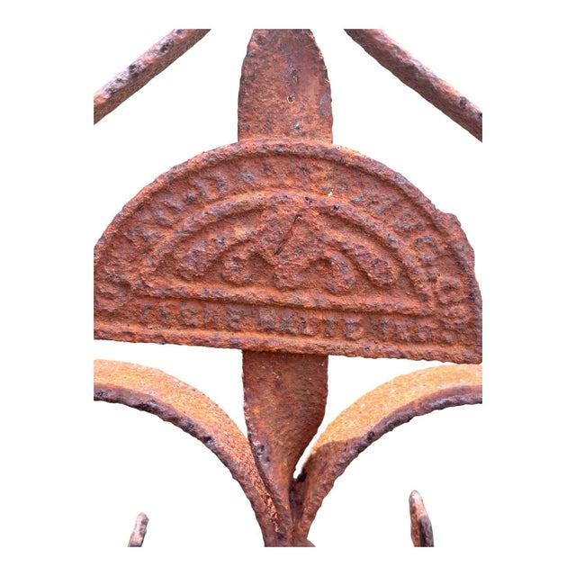French Country Antique Early 20th Century Ornamental Iron Garden Gate With Original Rust Patina – Terre Haute, Indiana For Sale - Image 3 of 12