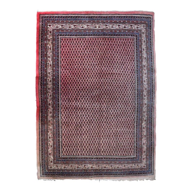 1970s Handmade Vintage Indian Seraband Rug 6.3' X 8.9' For Sale