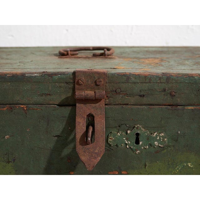 Wood Antique Green Wooden Chest, 1910s For Sale - Image 7 of 9