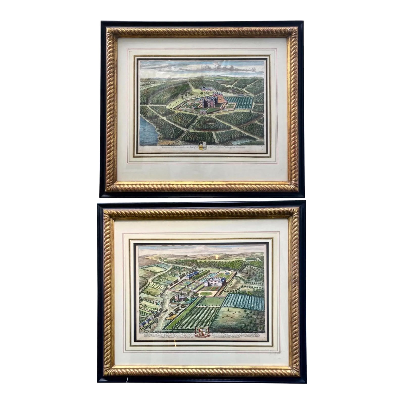 18th Century Hand Colored Engraving by Johannes Kip, Set of 2. | Chairish