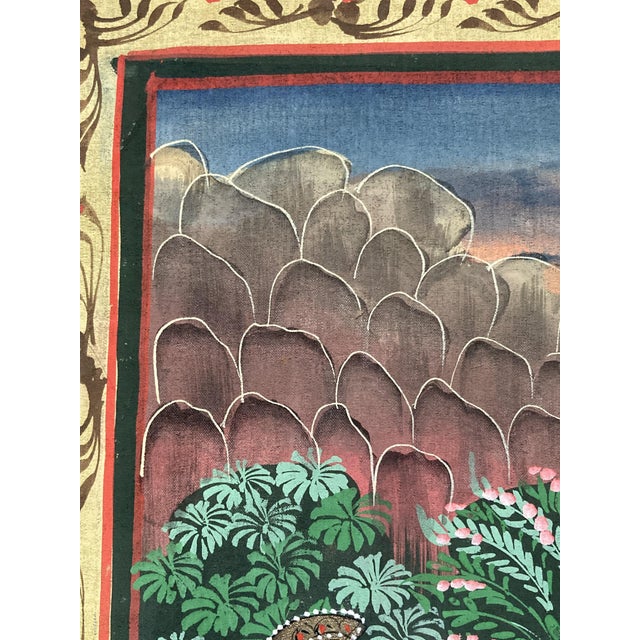 Textile Indian Painting on Silk Depicting Libation, 1960s For Sale - Image 7 of 13