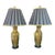Mid-20th Century Gold Porcelain Hammered Brass Textured Elephant Head Lamps a Pair For Sale