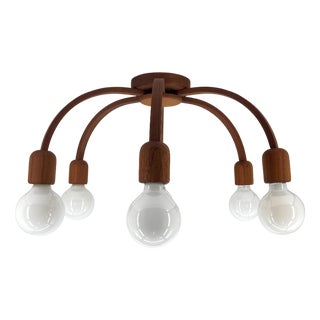 Six-Light Ceiling Lamp in Teak from Domus, 1960s For Sale