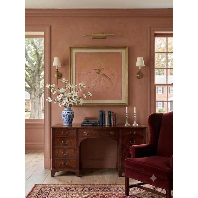 Vintage Chinoiserie Silk Embroidered Birds and Flowers Wall Art in Gilded Bamboo Frame 31.5" Square For Sale - Image 10 of 12