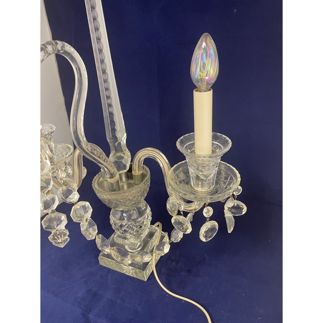 Vintage Pair of Large Regency Style Electrified Crystal Candelabrum For Sale - Image 14 of 18