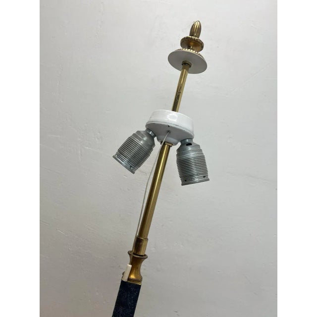 Empire Style Brass and Green Column Table Lamp, 1960s For Sale - Image 6 of 12