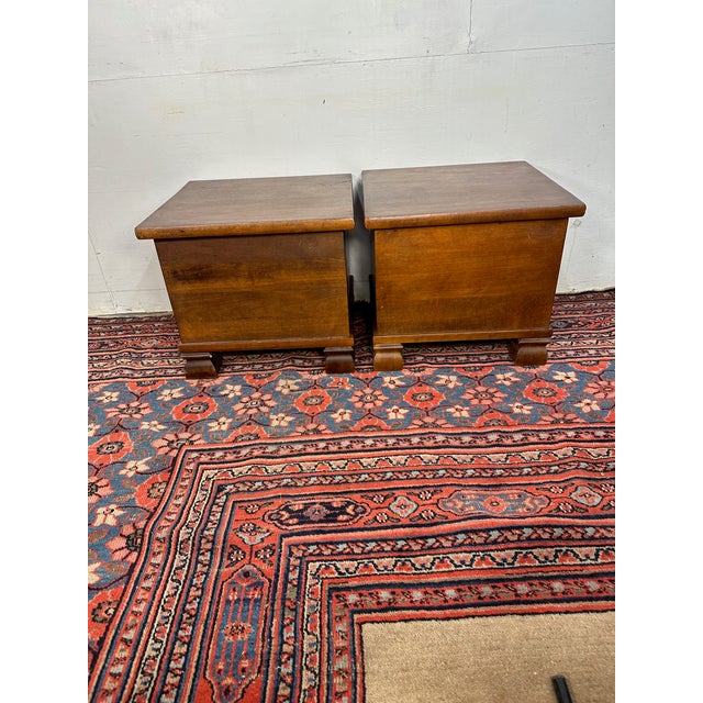 Pair of Pottery Barn Wood Storage Cubes With Top Lift For Sale - Image 9 of 9