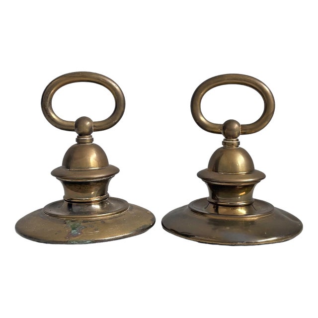 Mid-Century Modern Italian Brass Doorstops, 1950s, Set of 2 For Sale