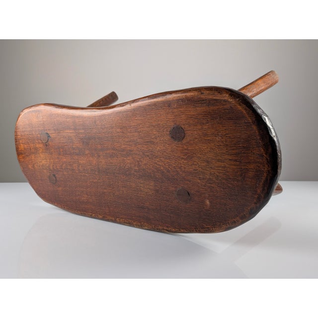 Rustic Hand-Carved Wood Bench with Organic Free-Form Top, 1940s For Sale - Image 9 of 10