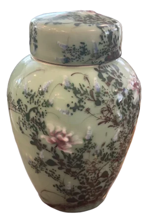 Meiji Period High Relief Porcelain Celadon Ginger Jar