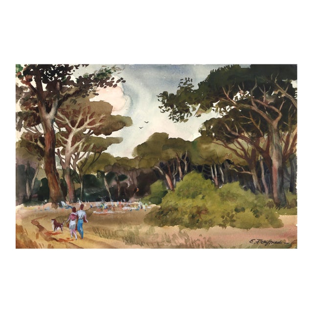 Italian Sketch 4, Erik Freyman Watercolor With Pastels on Paper, Signed in Pen For Sale