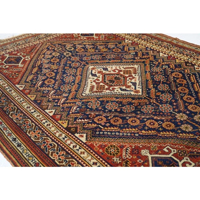 Ecru Antique Qashqai Rug 4'8'' x 6'2'' For Sale - Image 8 of 11