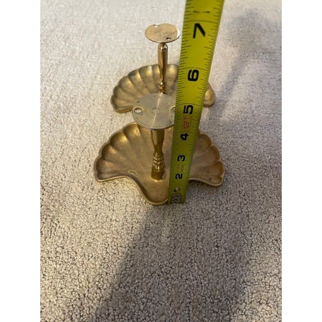Set of 2 Solid Vintage Brass Sea Shell Curtain Tiebacks For Sale - Image 4 of 7
