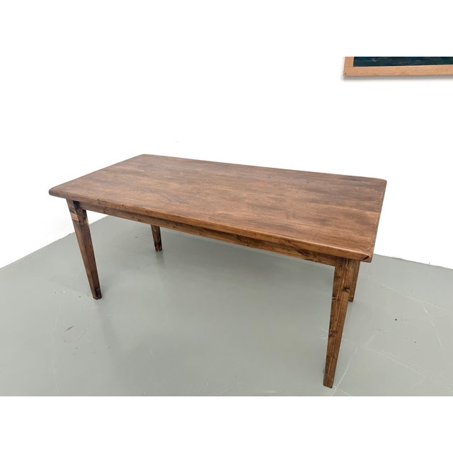 1950s Oak Farmhouse Table with Tapered Pine Legs, France, 1950s For Sale - Image 5 of 18