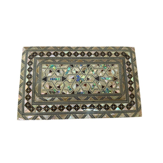 Brown Handmade Mother of Pearl Jewelry Box – Egyptian Inlay Wood Decor For Sale - Image 8 of 8