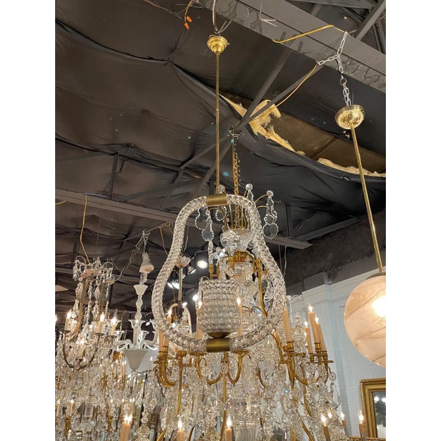 Very nice vintage murano glass pendant light by Barovier. Beautiful transparent textured glass with brass details. A...