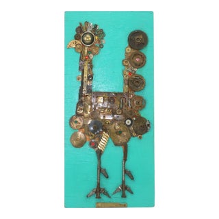 Shih Hwa Brutalist Chicken Assemblage Wall Sculpture, 1960's For Sale
