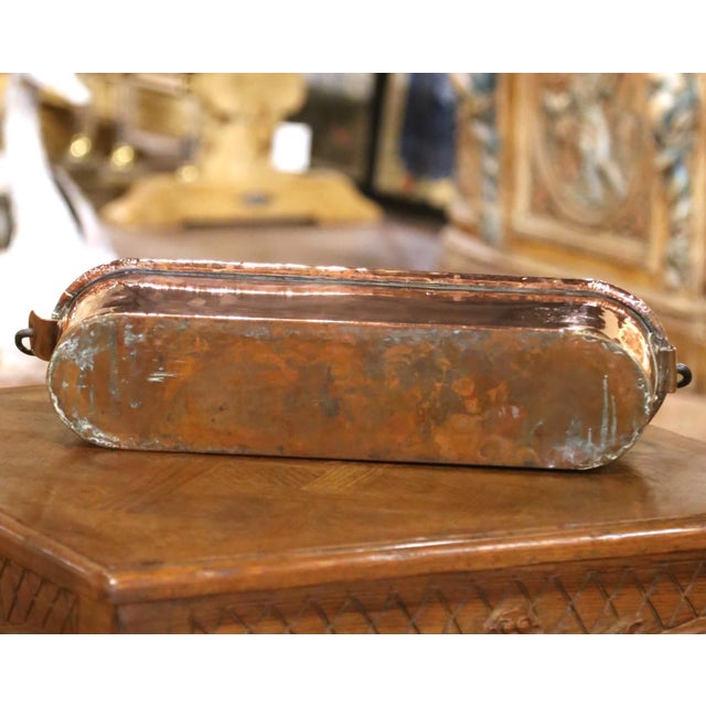 19th Century French Polished Copper Poissonnière With Wrought Iron Handle For Sale - Image 9 of 9