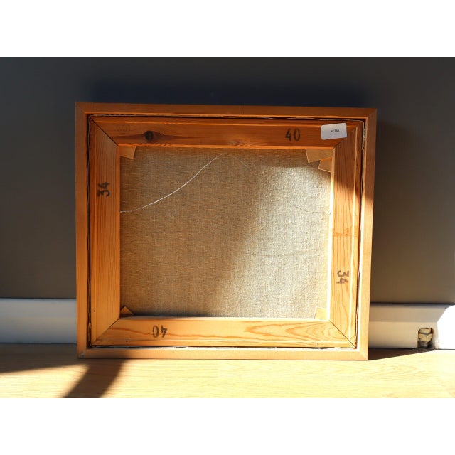 Mid-Century Modern 'Windowlight Mosaic' Vintage Swedish Abstract Oil Painting, Framed For Sale - Image 11 of 11