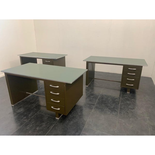 Green Aluminium Desk with Laminate Top from Carlotti, 1950s For Sale - Image 8 of 11