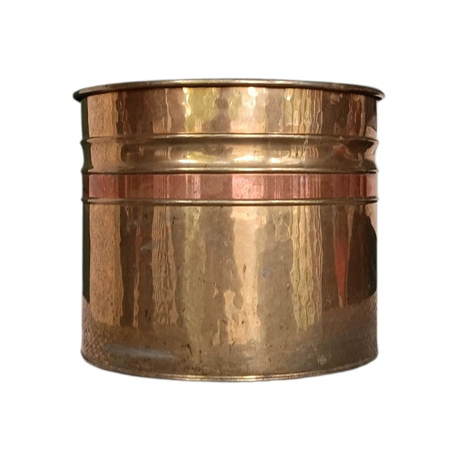 Vintage Brass Planter With Copper Band Nade in Ireland 9.25" X 11" For Sale - Image 4 of 18