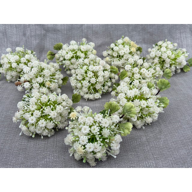 White Green Floral Napkin Ring - Set of 10 For Sale - Image 10 of 16