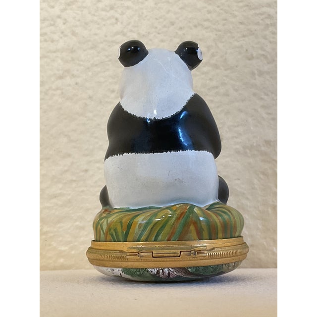 Black Halcyon Days English Enamel Hand Painted Panda Bear Trinket For Sale - Image 8 of 12