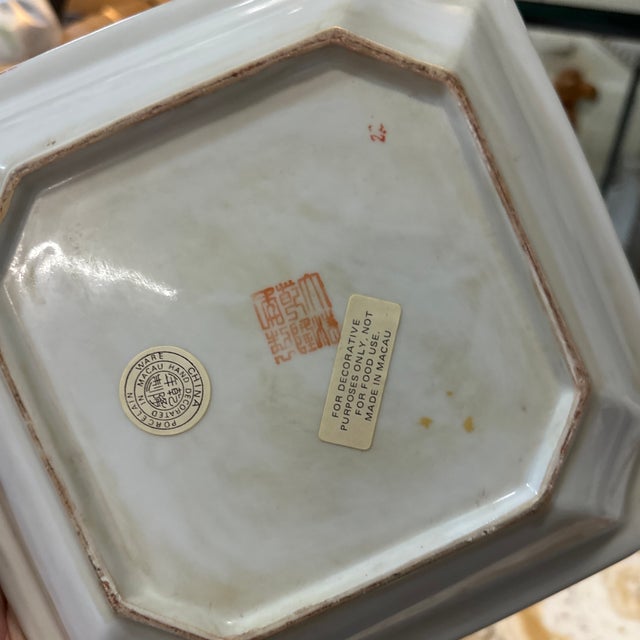 Ceramic Vintage Ceramic Asian Style Small Detailed Plate For Sale - Image 7 of 7
