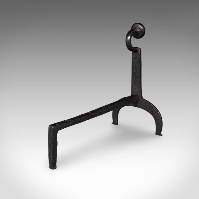 Metal Pair of Antique Fire Dogs, English, Wrought Iron, Fireside Andiron, Victorian For Sale - Image 7 of 11