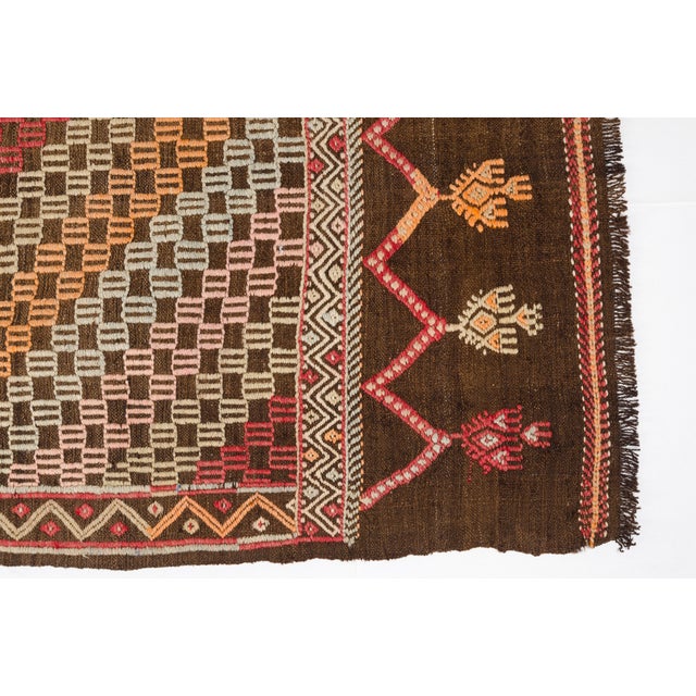 Mid 20th Century Handwoven Large Concentric Diamond Tribal Rug For Sale - Image 4 of 10