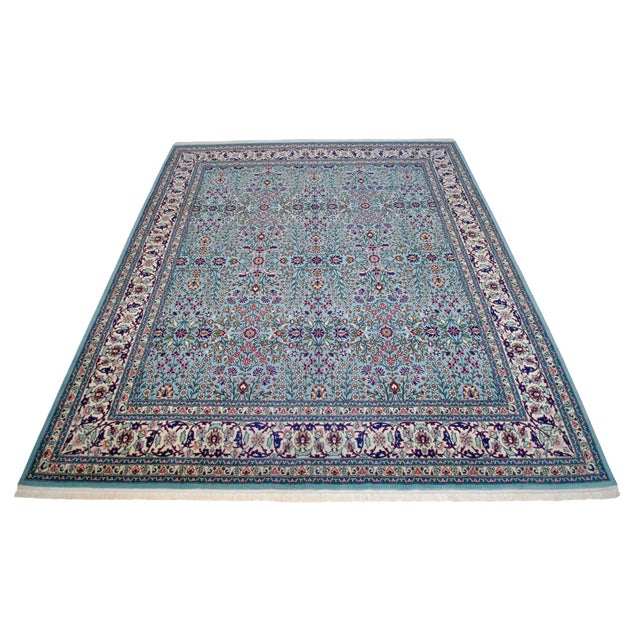 1980s 1980s Vintage Hand Knotted Turkish Rug Hereke Carpet - 7′1″ × 9′6″ For Sale - Image 5 of 18