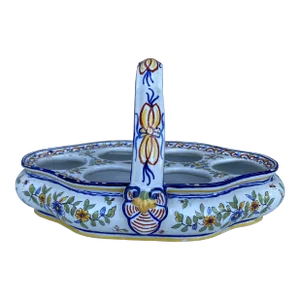 19th Century French Faience Egg Basket Desvres Fourmaintraux
