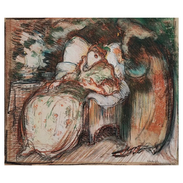 Otto II Vautier, Le malade imaginaire de Molière, Pastel on Watercolor Paper, Framed For Sale