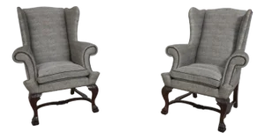 Pair of Baker Upholstered Wing Back Chairs
