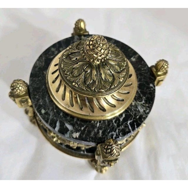 Stone 19th Century French Gilded Ormolu Inkwell Stand, 1880 For Sale - Image 7 of 18