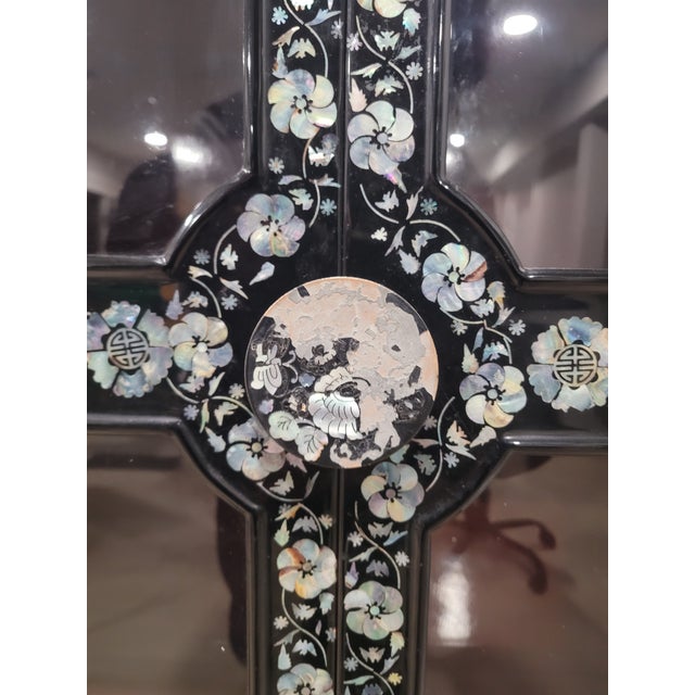 Vintage Korean 3-Piece Mother-of-Pearl Display Cabinet Wall Unit For Sale - Image 4 of 15