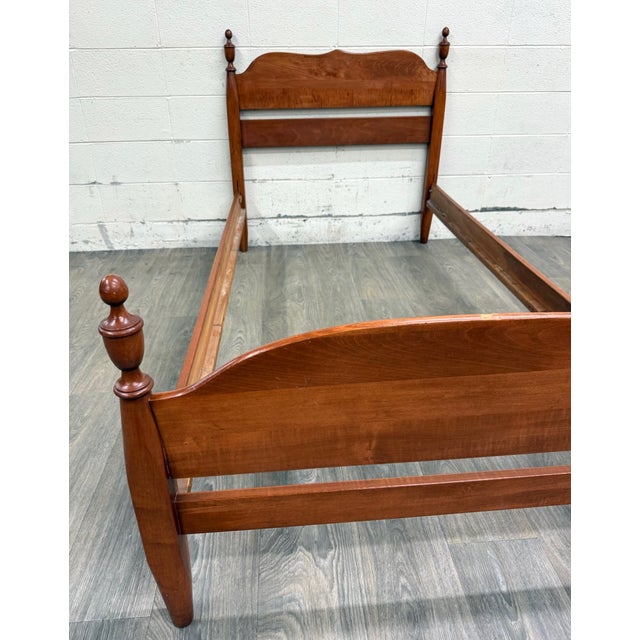 Vintage Twin Size Federal Style Empire Style American Tiger Maple Bed For Sale - Image 4 of 10